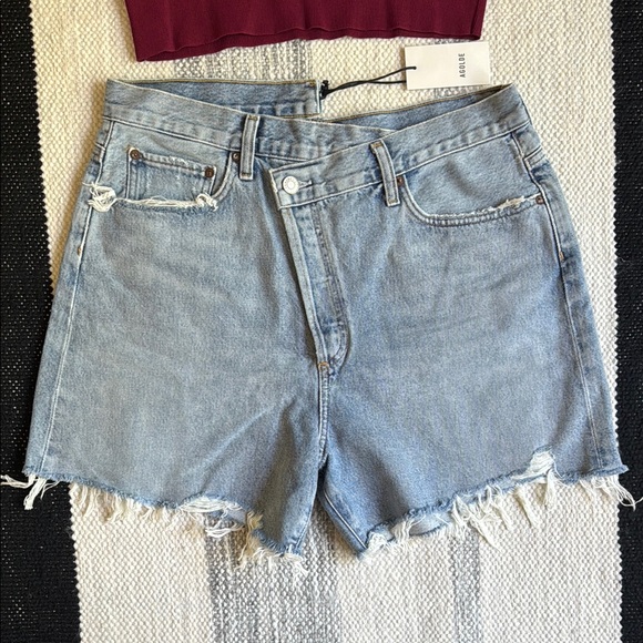 Agolde Criss Cross Denim Jean Short NWT NEW - Picture 1 of 4